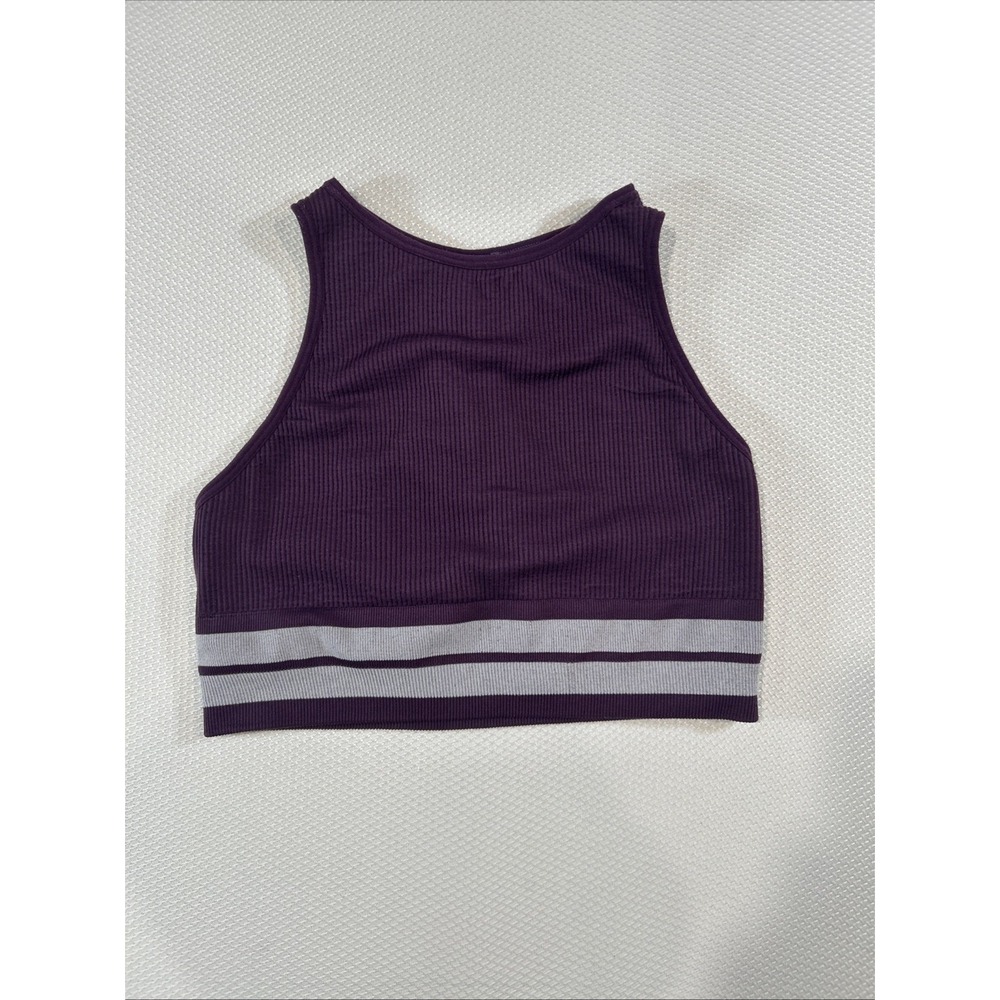 Spiritual Gangster Self Love Sports Bra Purple Stripe XS/S Yoga Gym Bra